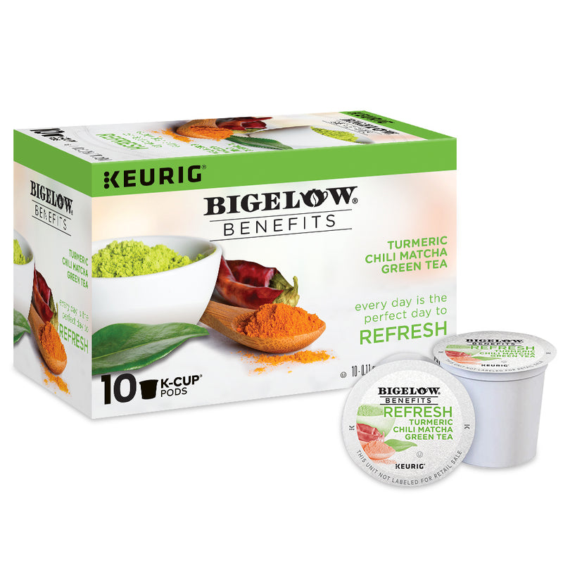 Front Benefits Turmeric Chili Matcha Green Tea K-Cup Box for Keurig