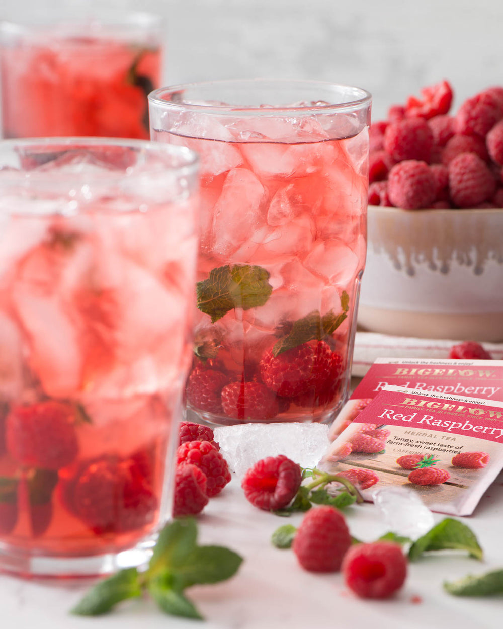 Glass of Red Raspberry Herbal Iced Tea