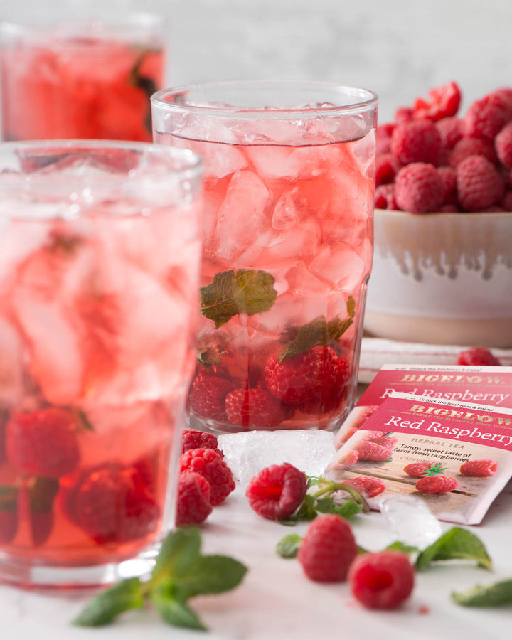 Glass of Red Raspberry Herbal Iced Tea