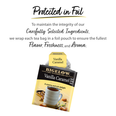 Vanilla Caramel Tea protected in foil
