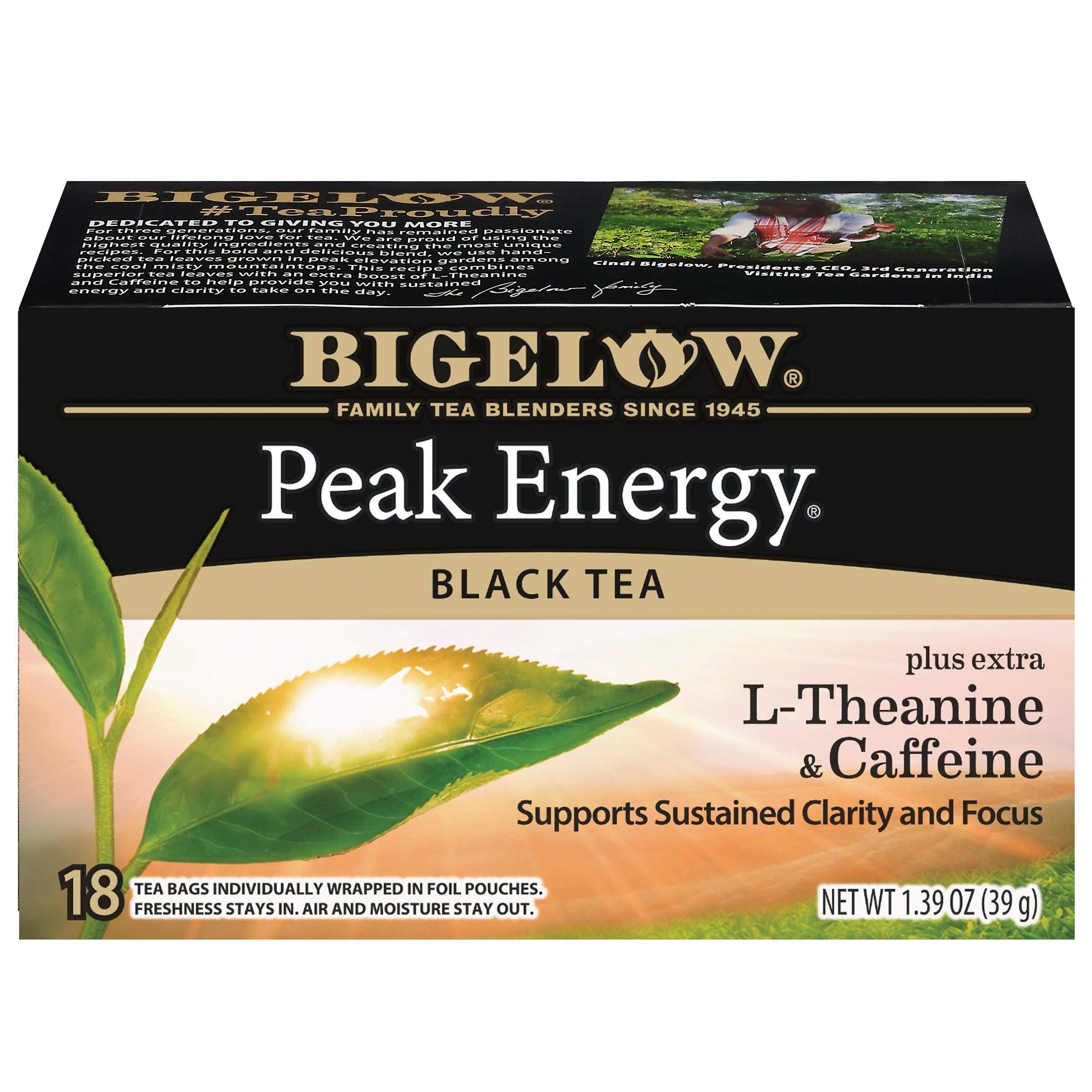 Peak Energy Plus Extra L-Theanine & Caffeine Black Tea – Bigelow Tea