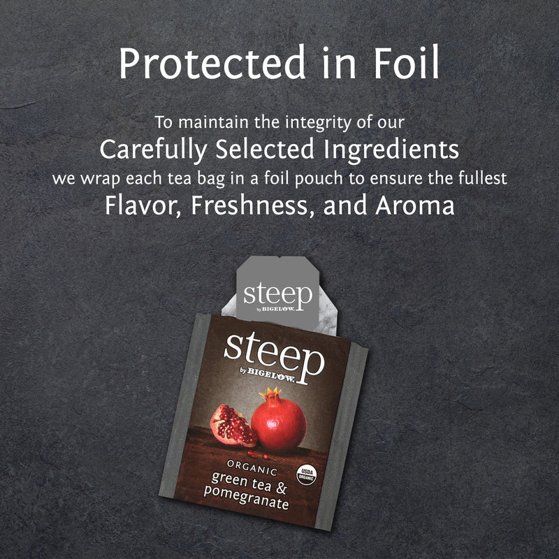 steep by bigelow organic green tea with pomegranate tea protected in foil