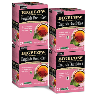 4 Boxes of Keurig Bigelow English Breakfast Tea K-Cups 24 per box