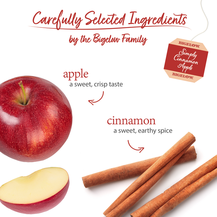 Simply Cinnamon Apple Herbal Tea ingredients displayed