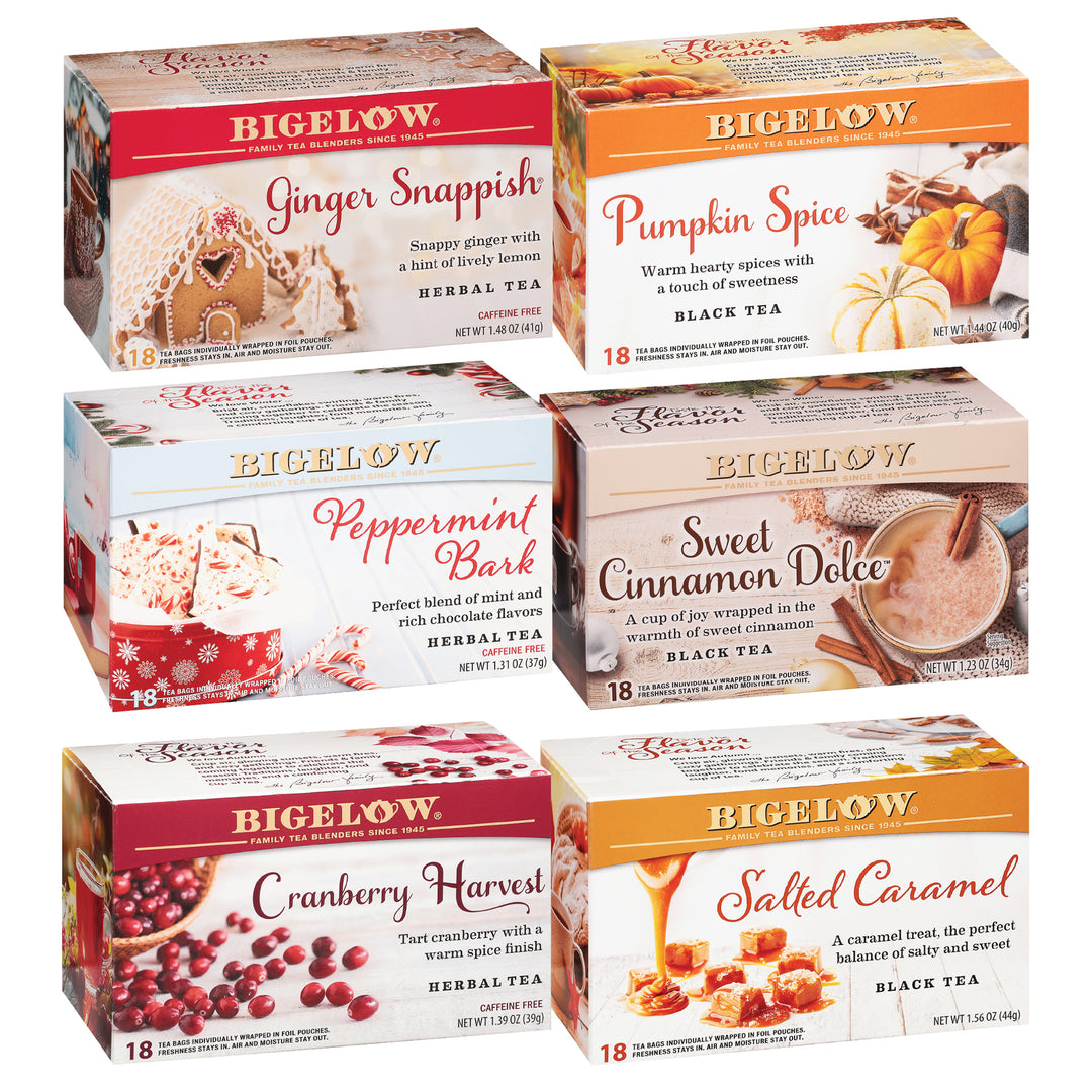 Six boxes of Bigelow Seasaonal Teas - total of 108 tea bags