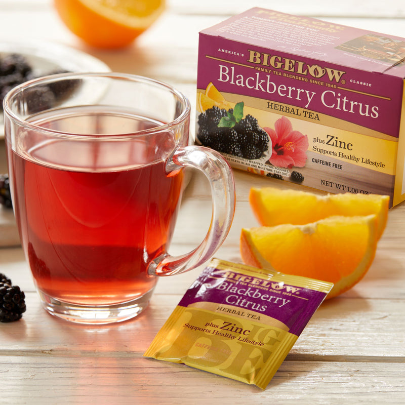Cup of Blackberry Citrus Herbal Tea Plus Zinc