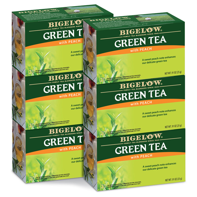 Green Tea with Peach - Case of 6 boxes - total of 120 teabags