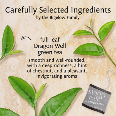 Ingredients of steep cafe by Bigelow full leaf dragonwell green tea