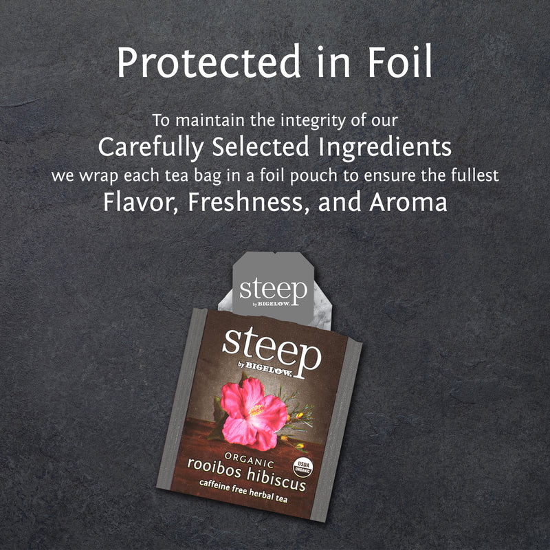 steep by bigelow organic rooibos hibiscus herbal tea protected in foil