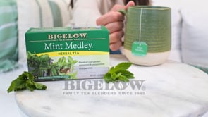 screenshot of Bigelow Mint Medley Herbal tea video - click to view