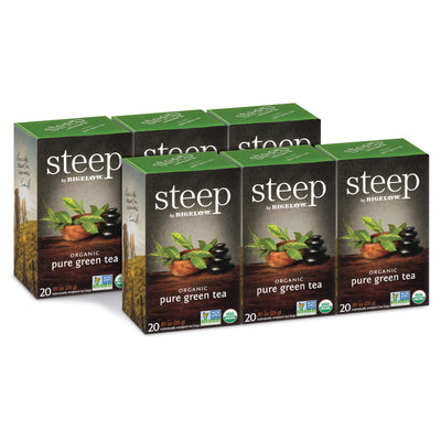 6 boxes of steep by bigelow organic pure green tea