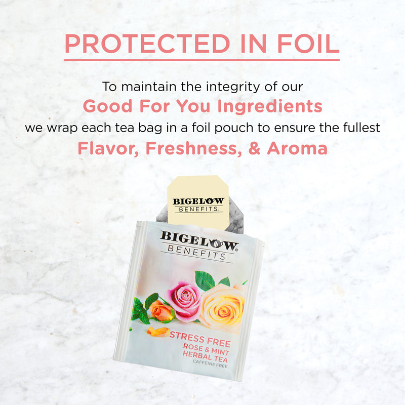 Benefits Rose and Mint Herbal Tea protected in foil