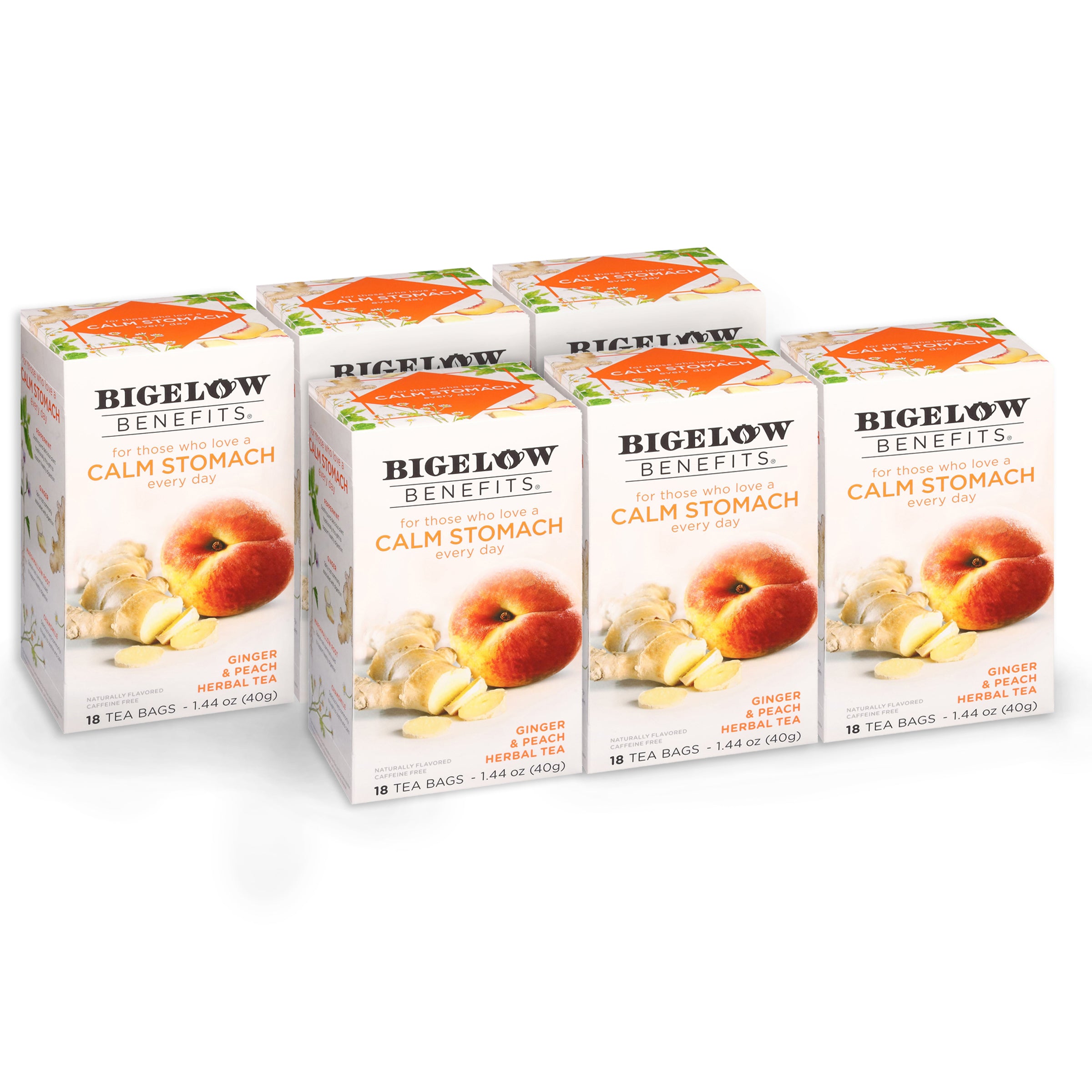チムチム　0527 Benefits Ginger and Peach Herbal Tea - Case of 6 boxes- total of