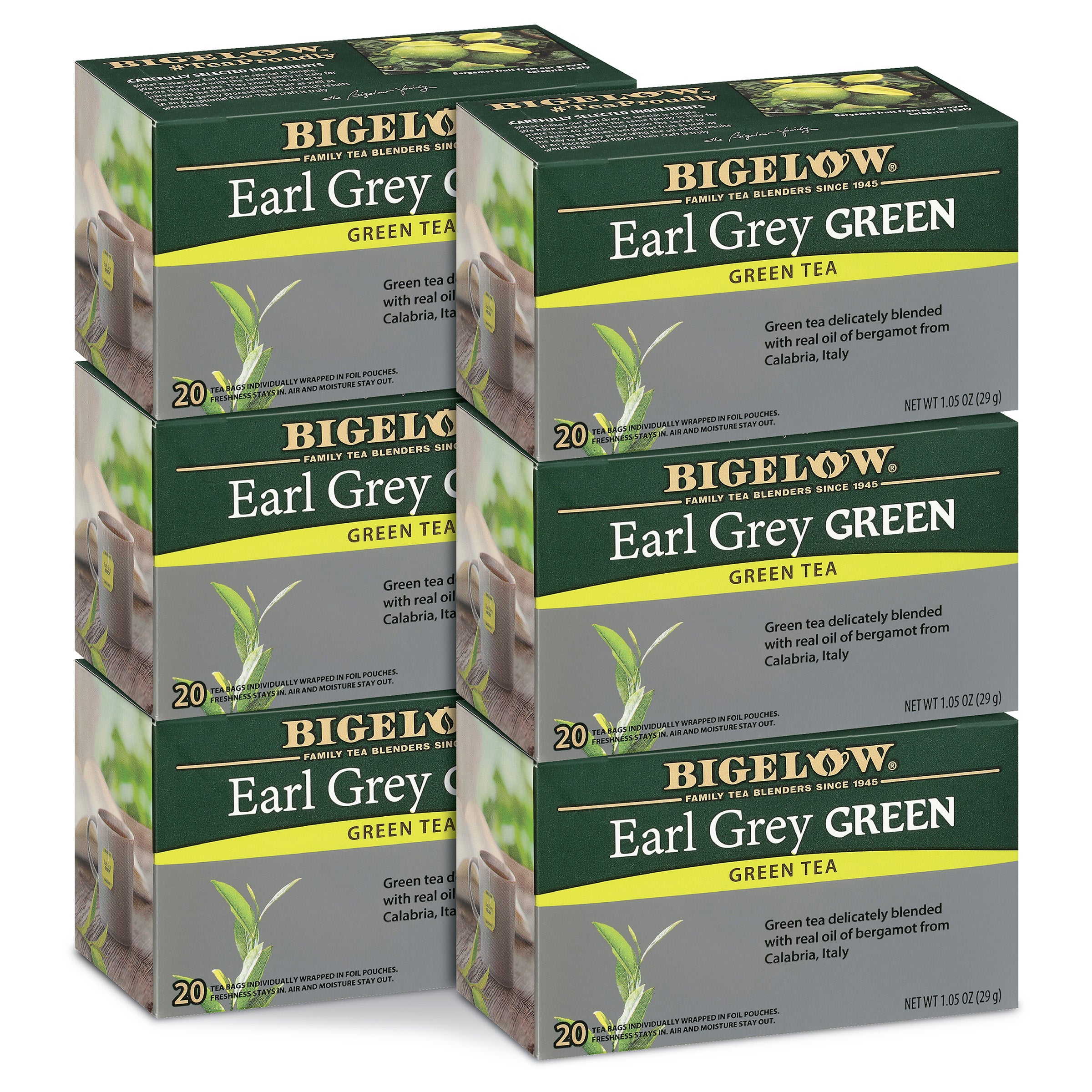Earl Grey Green Tea- Case of 6 boxes - total of 120 teabags