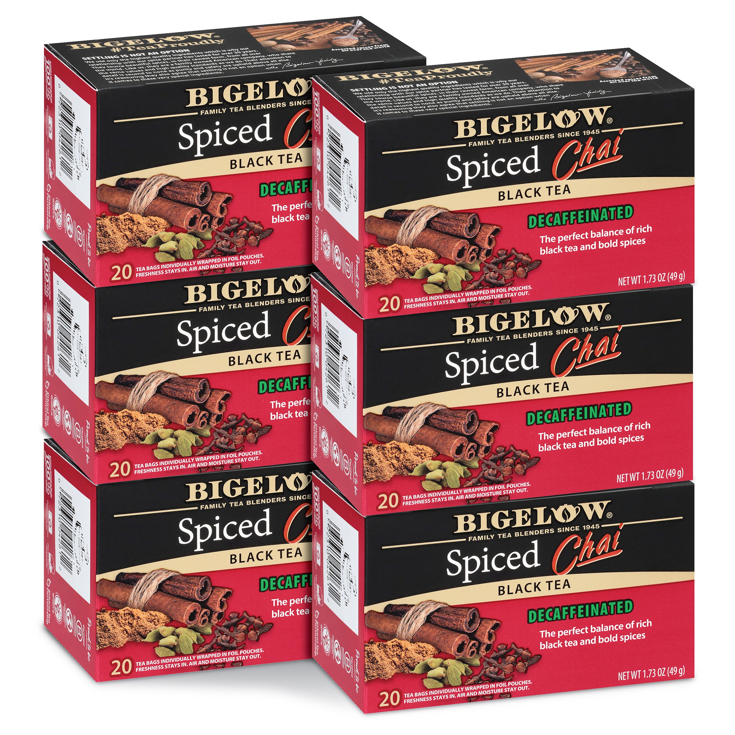 Spiced Chai Decaf - Case of 6 boxes- total of 120 teabags
