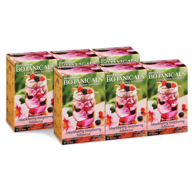 6 boxes of Bigelow Botanicals Blackberry Raspberry Hibiscus Cold Water Infusion