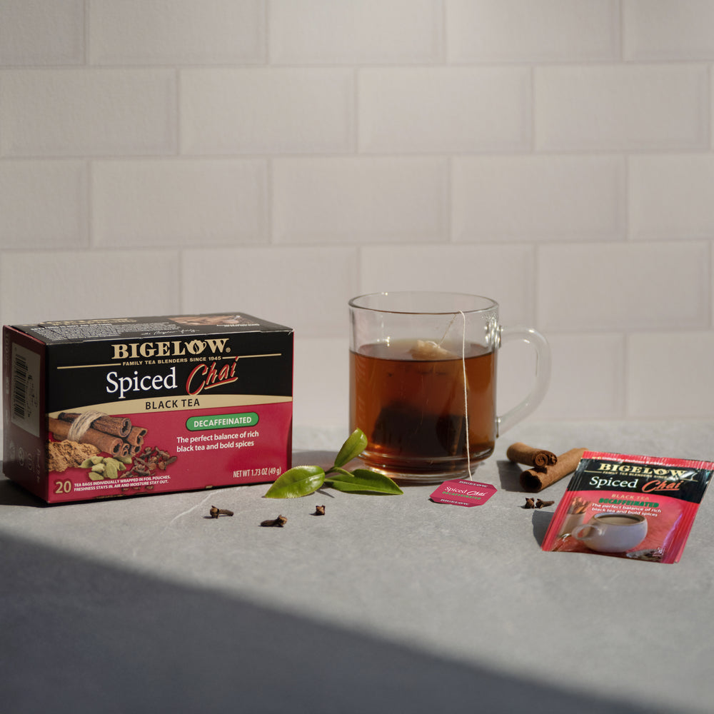 Cup and box of Spiced Chai Decaf