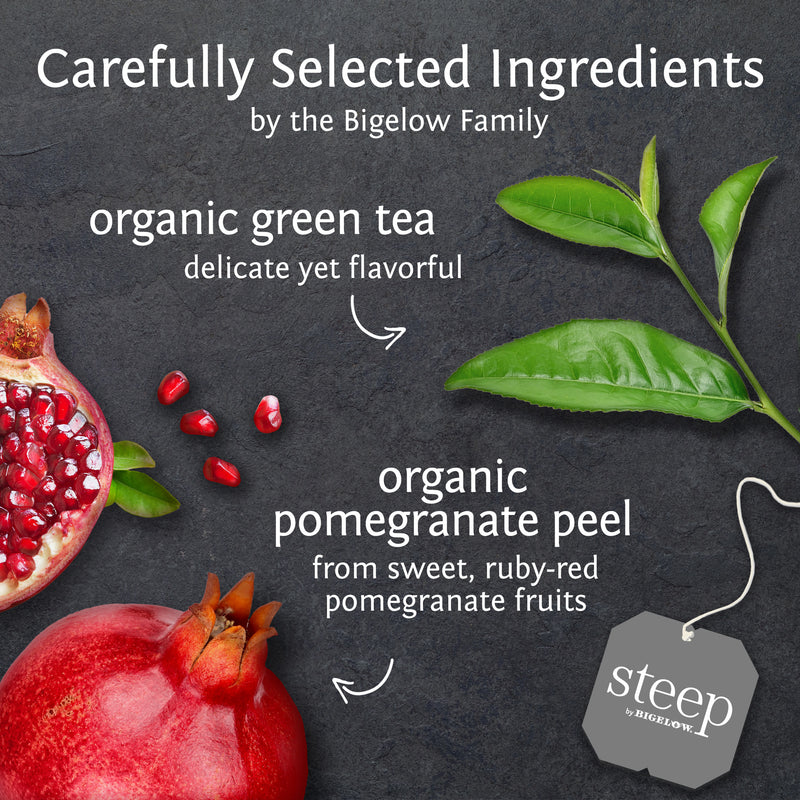 Ingredients of steep by bigelow organic green tea with pomegranate tea
