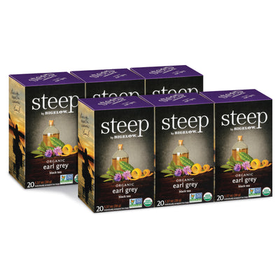 6 boxes of steep by bigelow organic earl grey tea