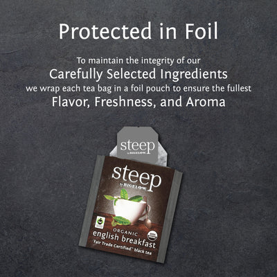 steep by bigelow organic english breakfast tea protected in foil