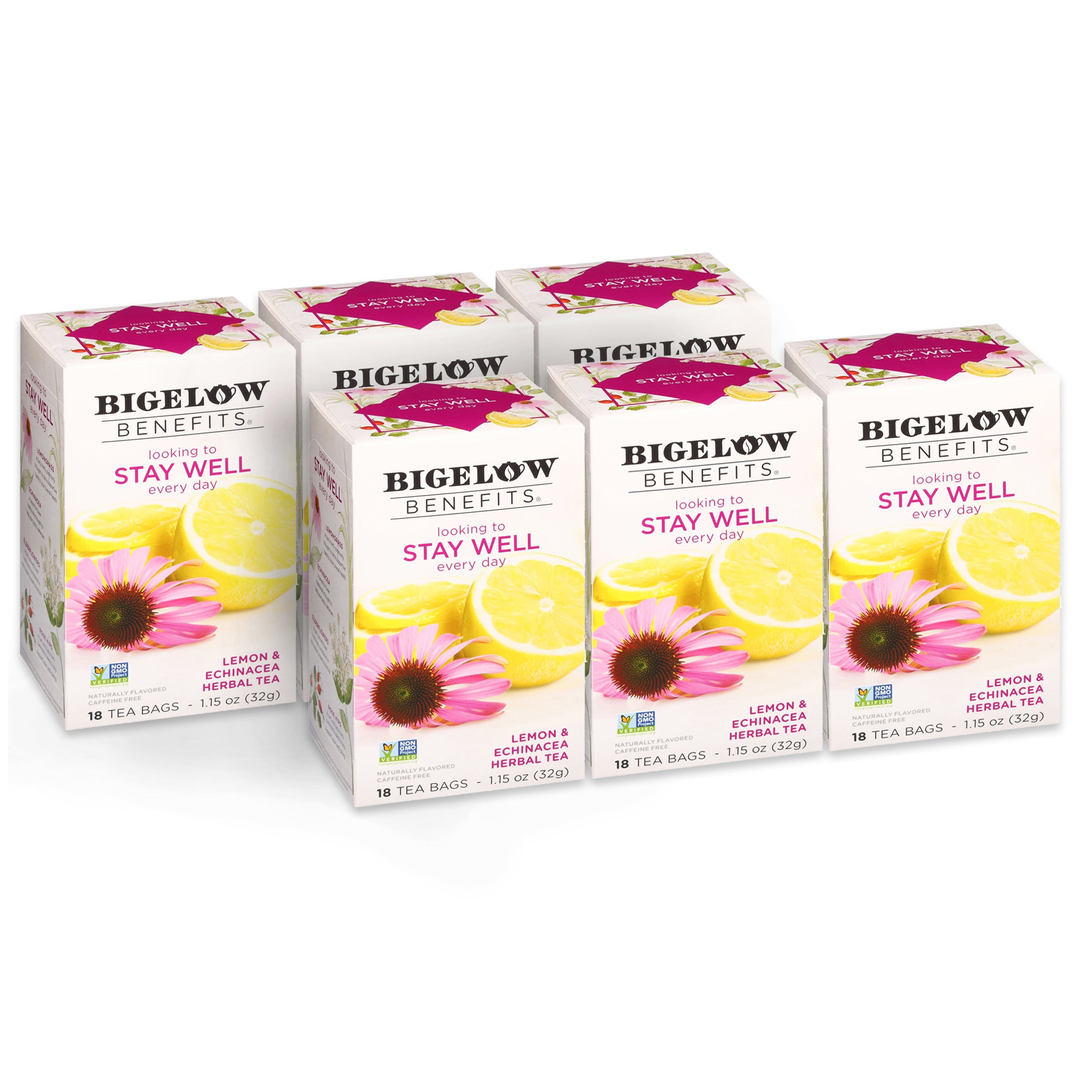 Benefits Lemon and Echinacea Herbal Tea - Case of 6 boxes - total