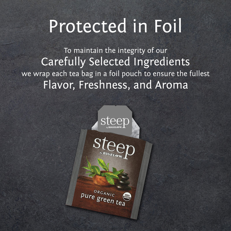 steep by bigelow organic pure green tea protected in foil