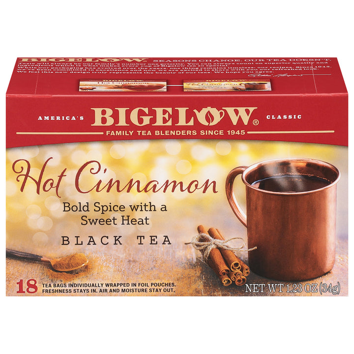 Front of Hot Cinnamon Black Tea box