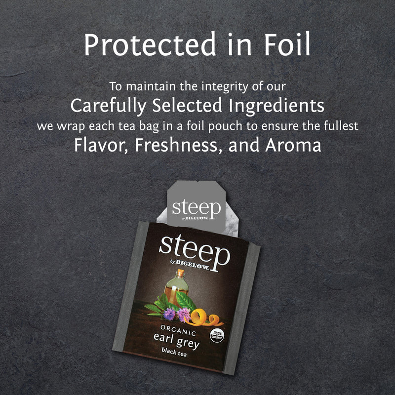 steep by bigelow organic earl grey tea protected in foil