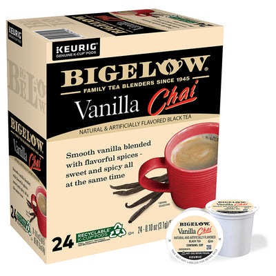 Bigelow Vanilla Chai Tea K-Cups box for Keurig