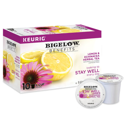 Bigelow Benefits Stay Well Lemon and EchinaceaHerbal Tea K-Cups Box for Keurig
