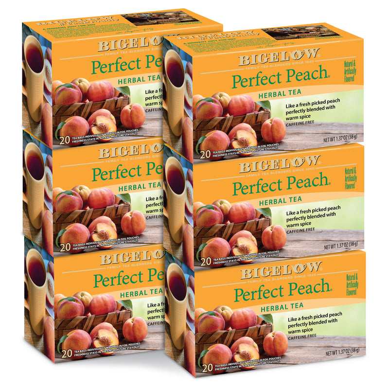 Bigelow Perfect Peach, Caffeine Free, Herbal Tea Bags, 20 Count