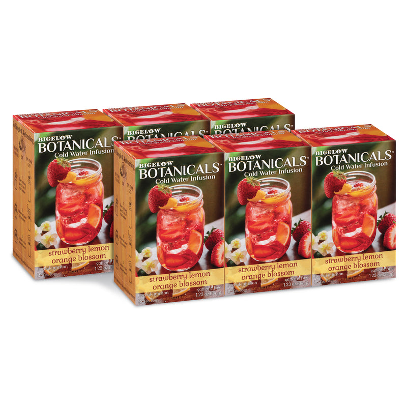 6 boxes of Bigelow Botanicals Cranberry Lime Honeysuckle Hibiscus Cold Water Infusion