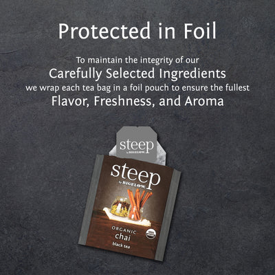 steep by bigelow organic chai tea protected in foil