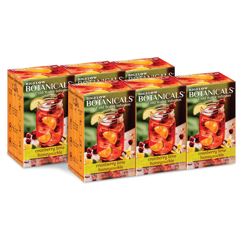 6 boxes of Bigelow Botanicals Cranberry Lime Honeysuckle Hibiscus Cold Water Infusion