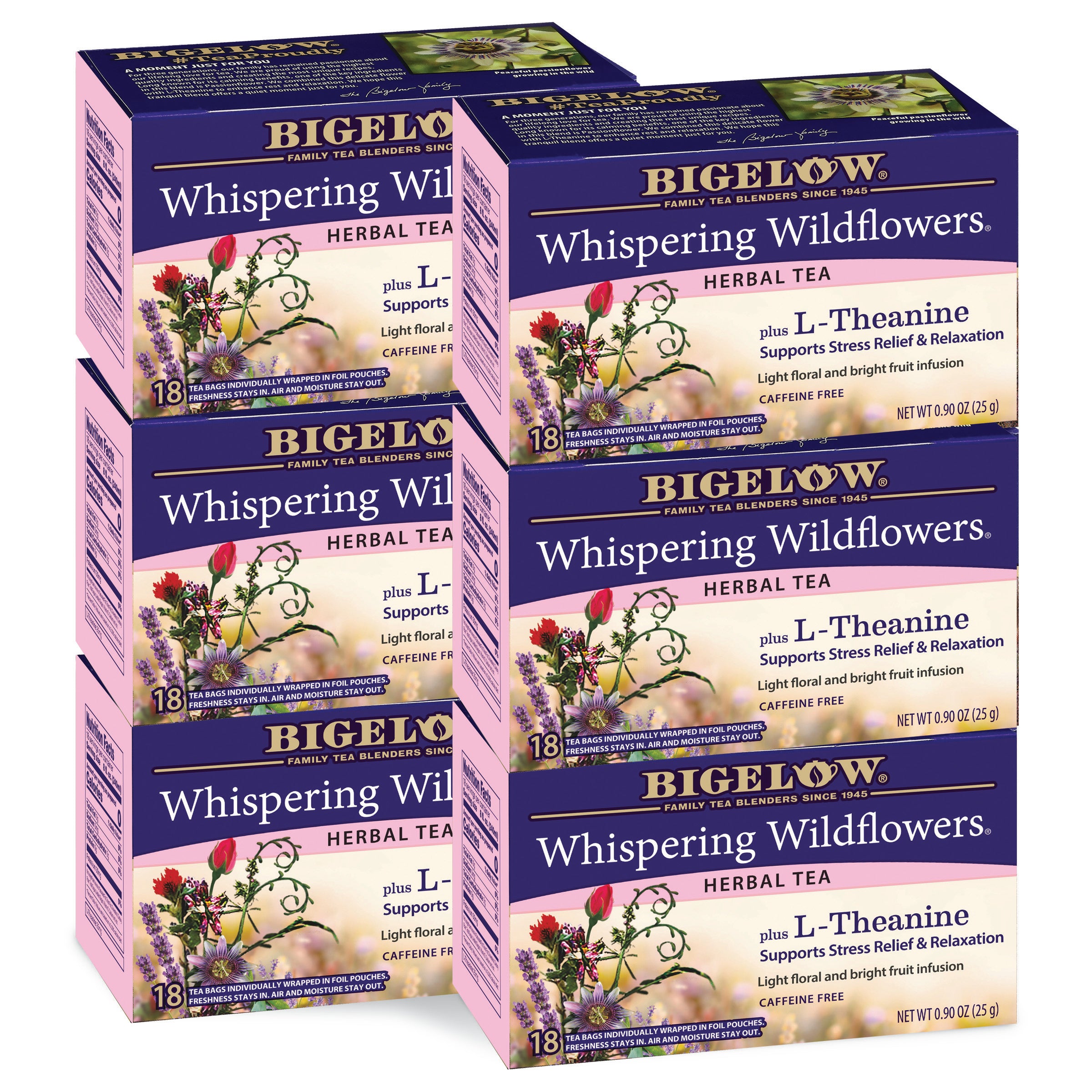 Whispering Wildflowers Plus L-Theanine Herbal Tea – Bigelow Tea
