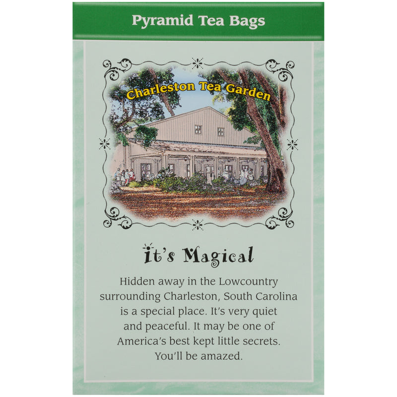  Back panel of Charleston Tea Wadmalaw Island Green Tea with Mint Box of tea