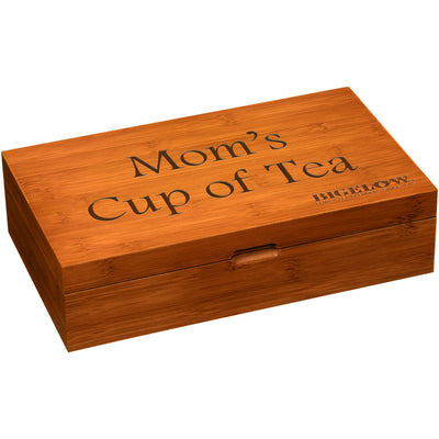Engraved Wooden Tea Chest filled with 64 tea bags