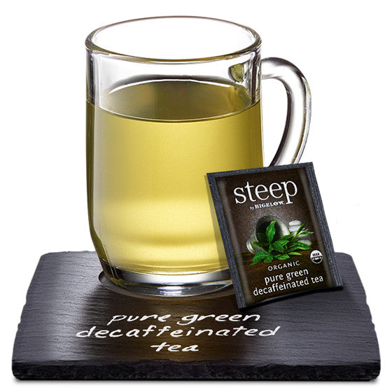 Cup of steep by bigelow organic pure green decafffeinated  tea