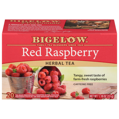 Front of Red Raspberry Herbal Tea box