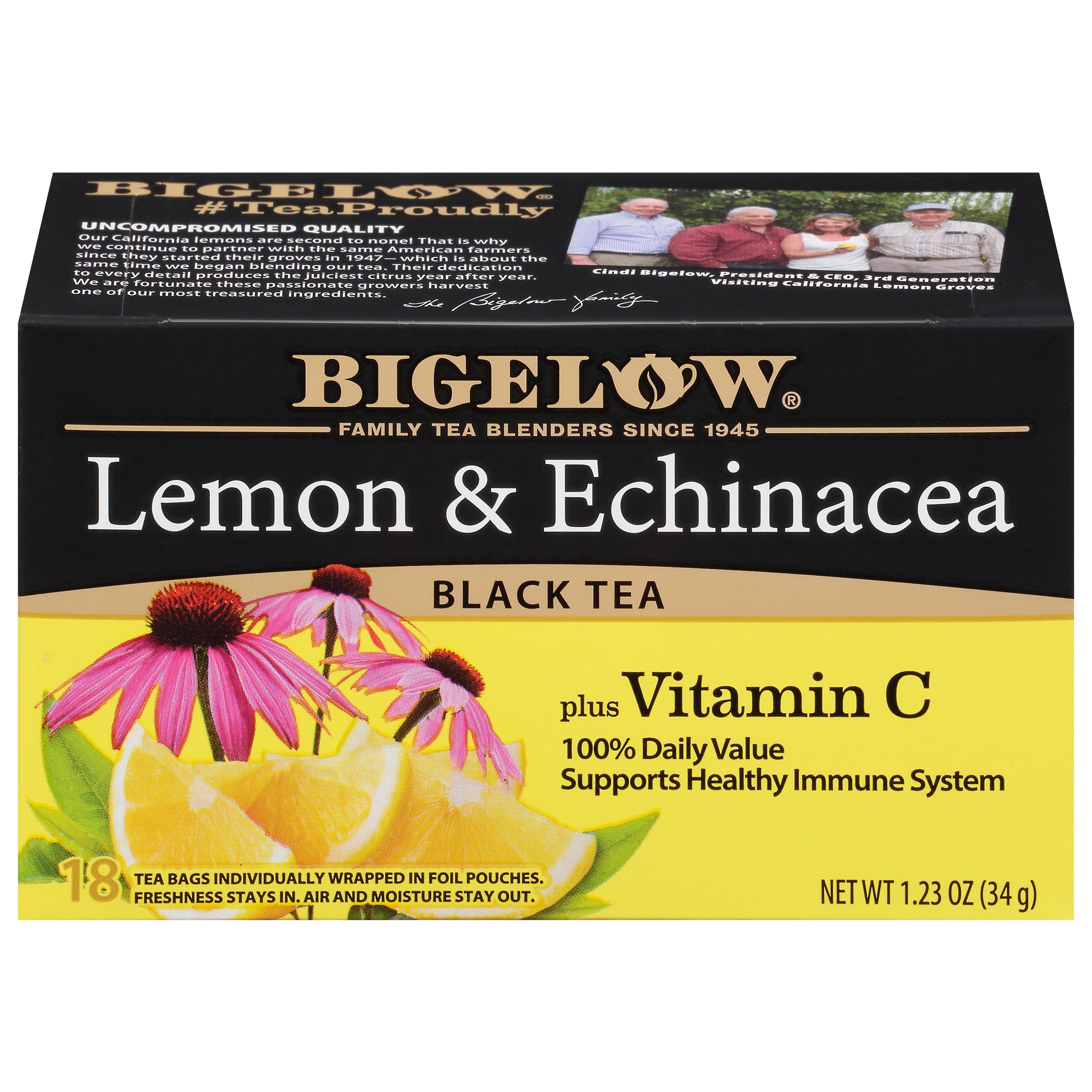 Lemon Echinacea Black Tea Plus Vitamin C - Case of 6 boxes - total