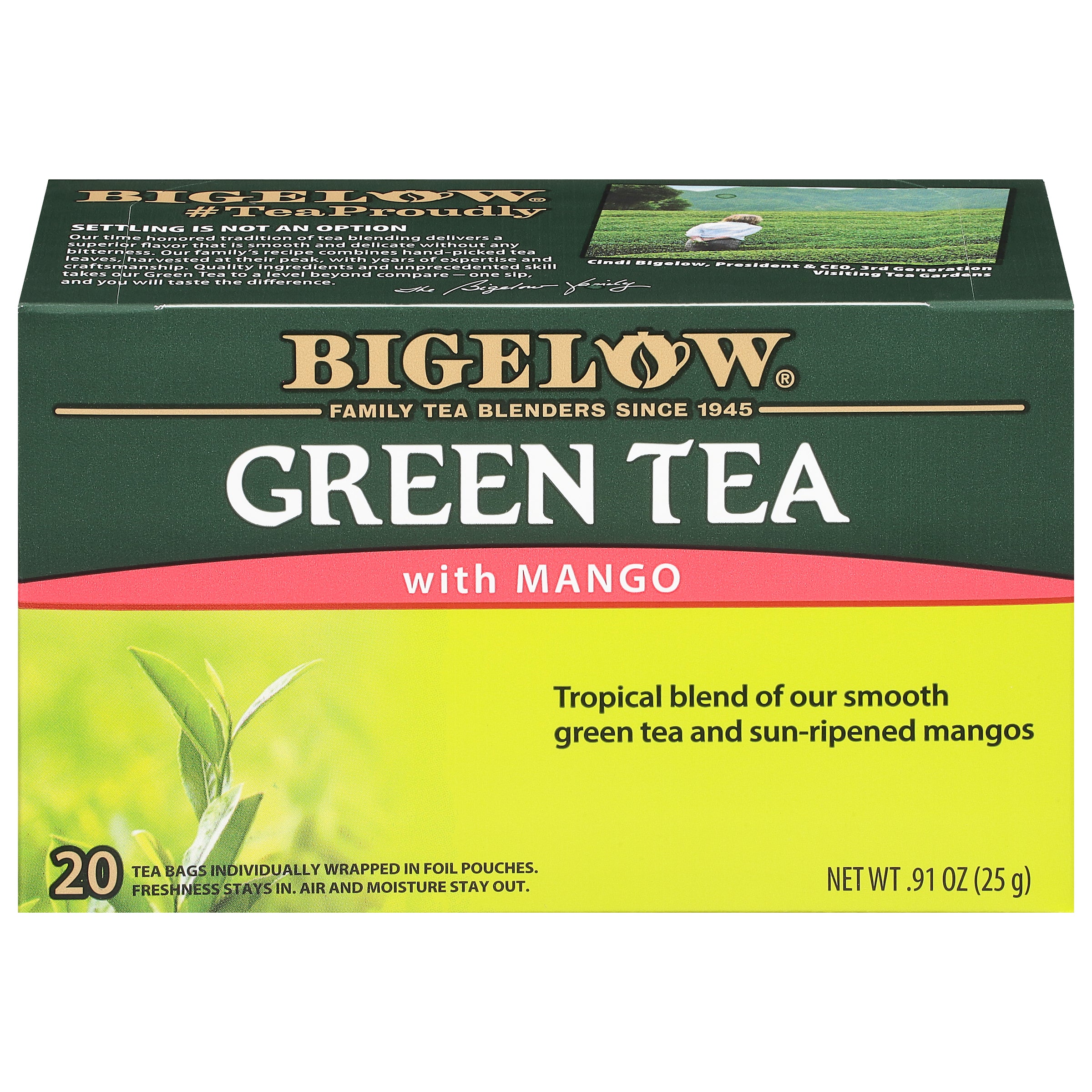 Green Tea with Mango - Case of 6 boxes - total of 120 teabags – Bigelow Tea