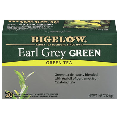 Front of Earl Grey Green Tea Box - 20 tea bags per box