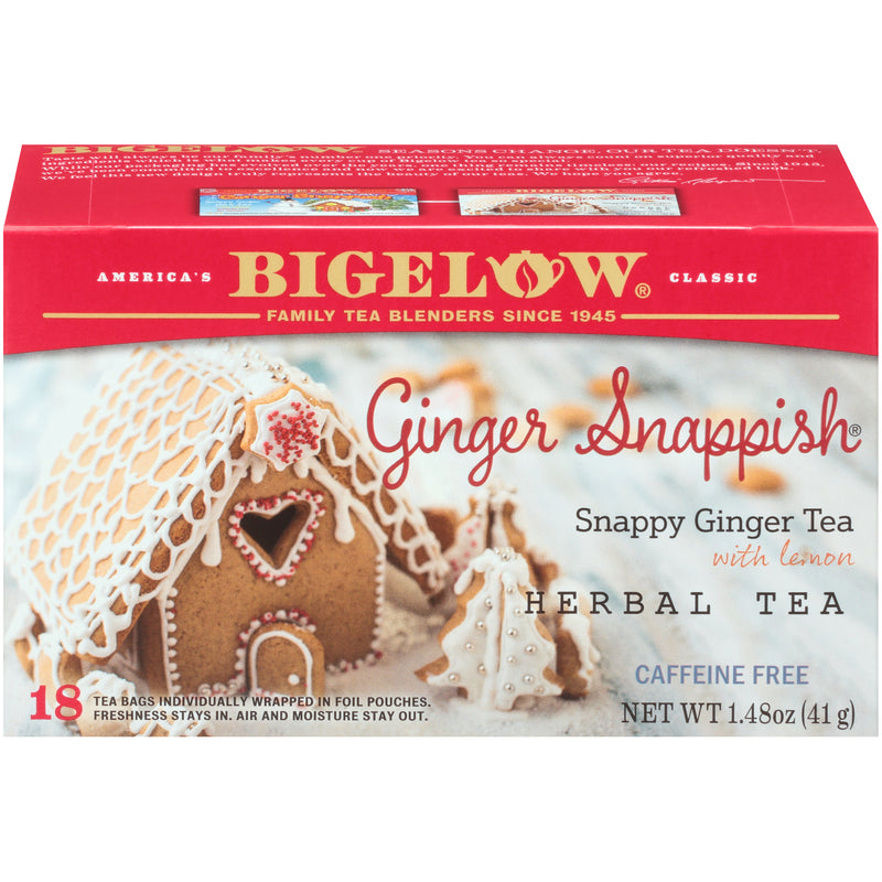 Front of Ginger Snappish Herbal Tea box