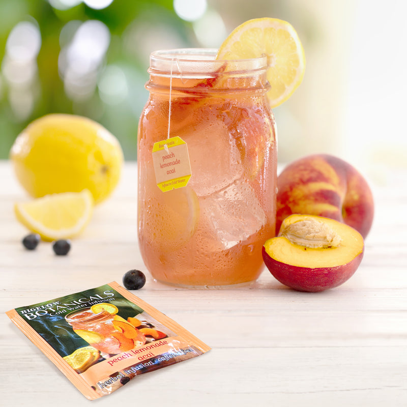 Peach Lemonade Acai Cold Water Infusion in Mason Jar