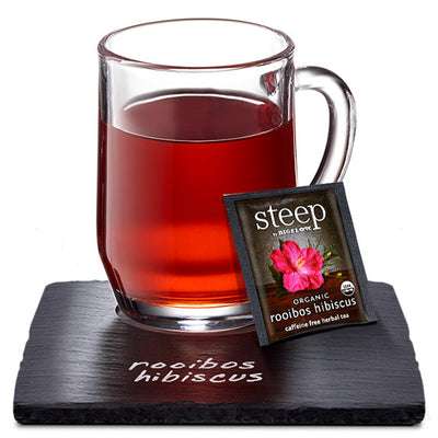 Cup of steep by bigelow organic rooibos hibiscus herbal tea
