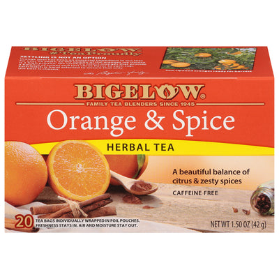 Front of Orange & Spice Herbal Tea box