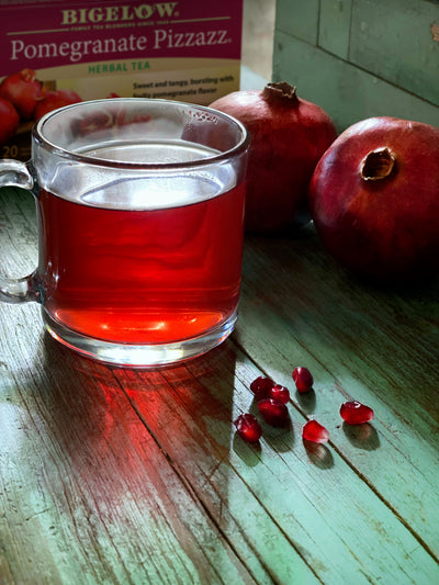 Cup of Pomegranate Pizzazz Herbal Tea