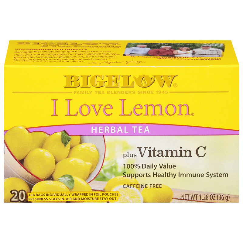 Front of I Love lemon Herbal Tea Plus Vitamin C box
