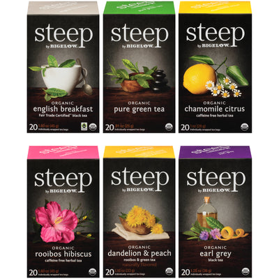 6 Box Assortment of steep by Bigelow teas