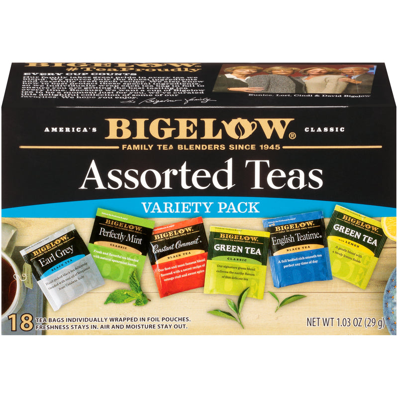 Front of Assorted Teas Variety Pack - 18 tea bags per box